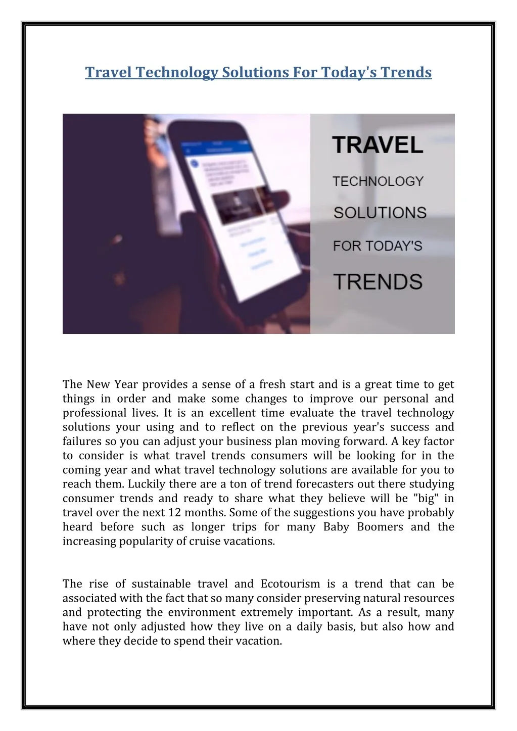 travel technology solutions for today s trends