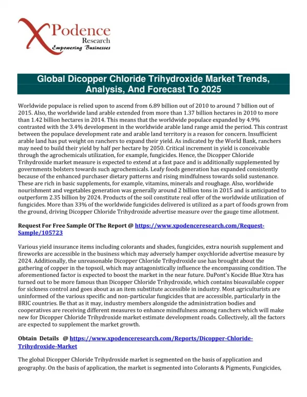 Explore Dicopper Chloride Trihydroxide Market Global forecast to 2025