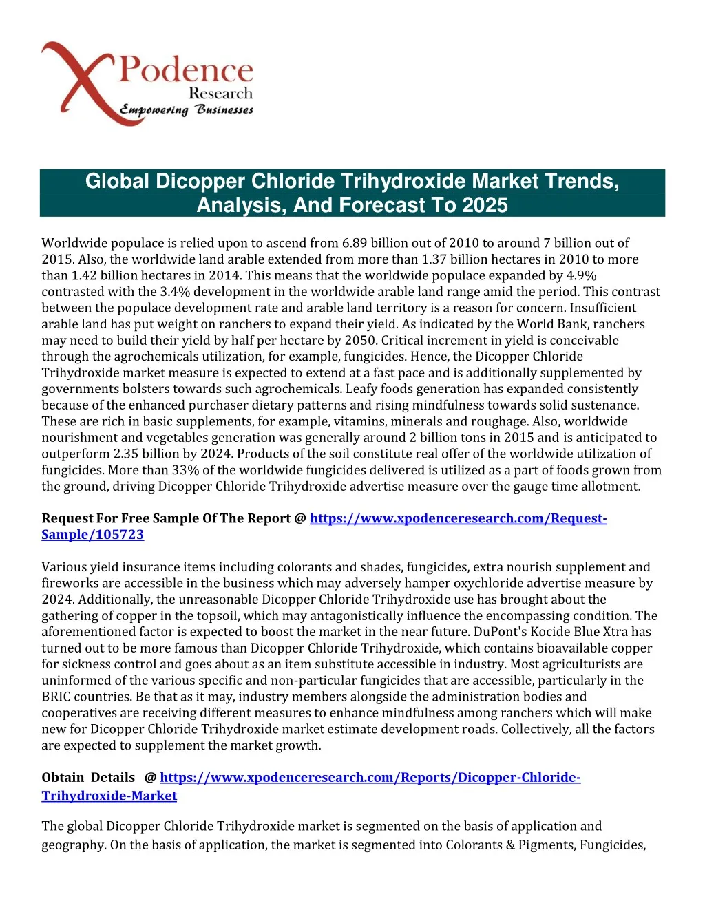 global dicopper chloride trihydroxide market