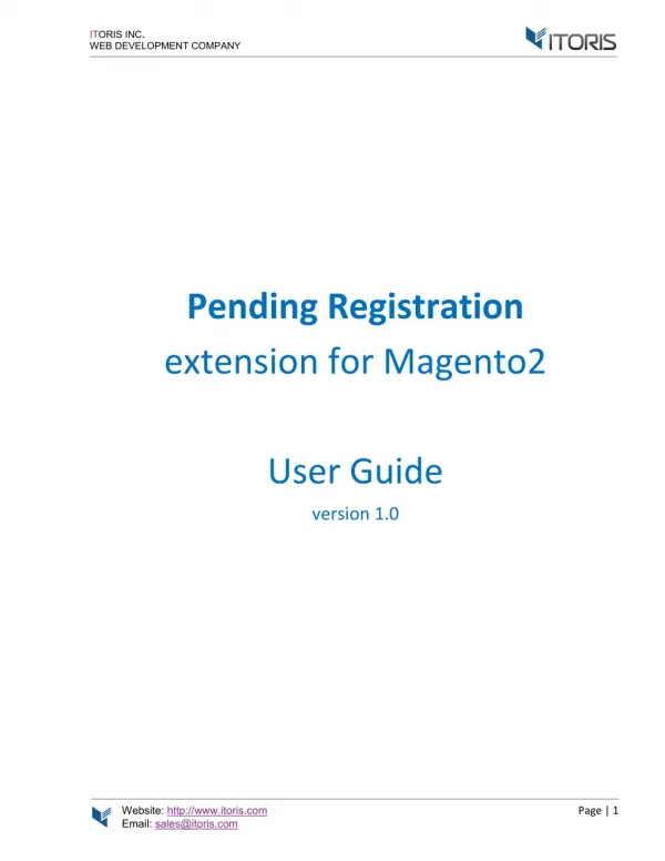 Magento 2 Pending Registration Extension By ITORIS INC