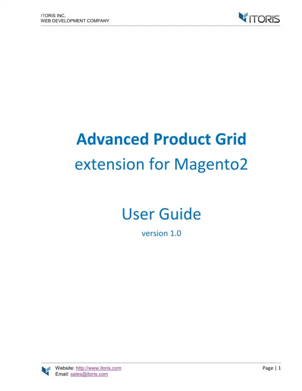 Magento 2 Advanced Product Grid Extension by ITORIS INC