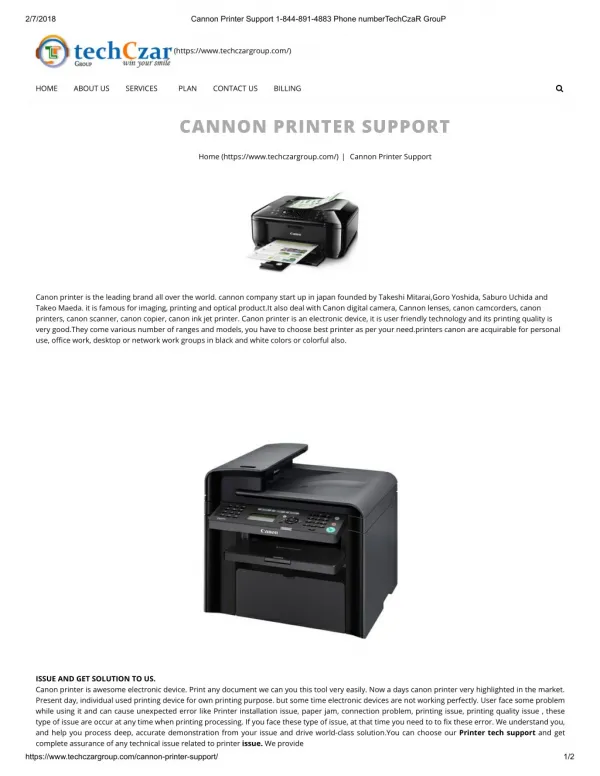 Here is cannon printer customer service 1844-891-4883
