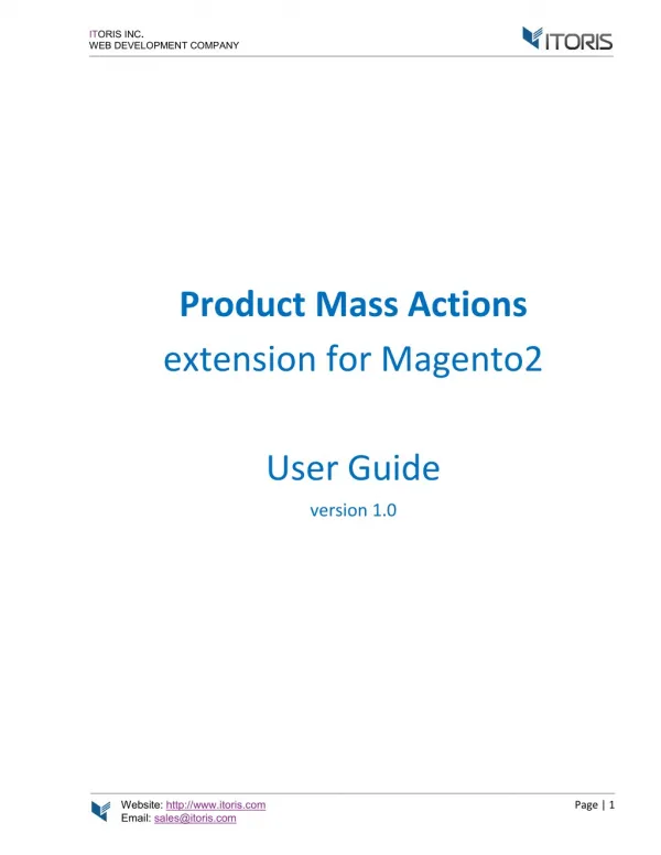 Magento 2 Product Mass Actions Extension By ITORIS INC