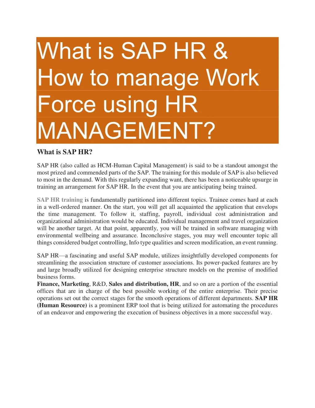what is sap hr how to manage work force using