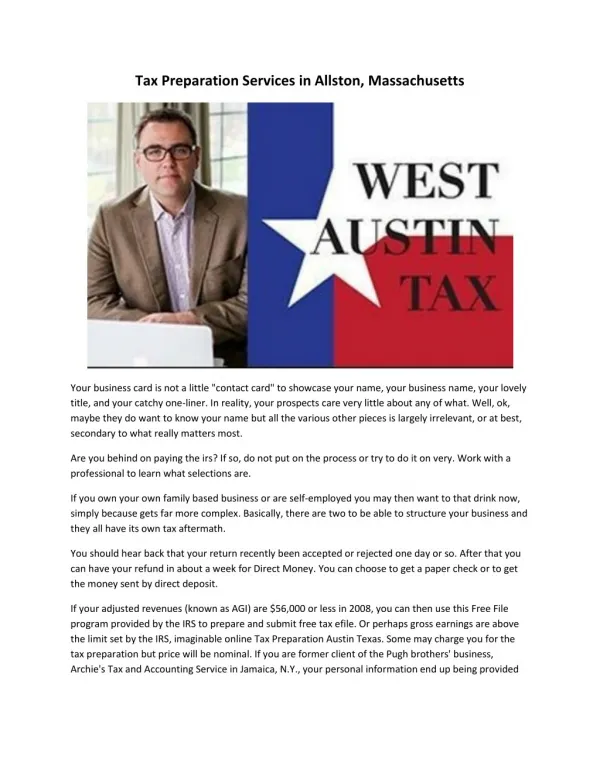 Tax Preparation Austin Texas