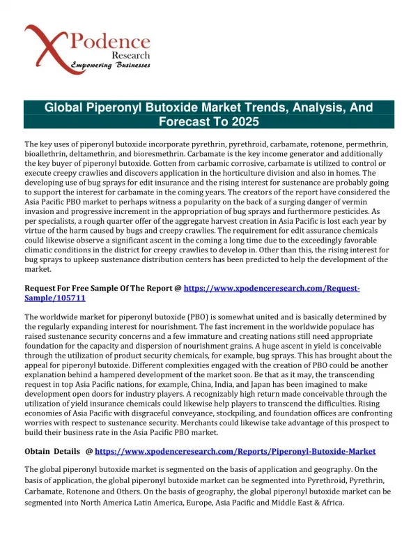 New study: Piperonyl Butoxide Market 2017-2025