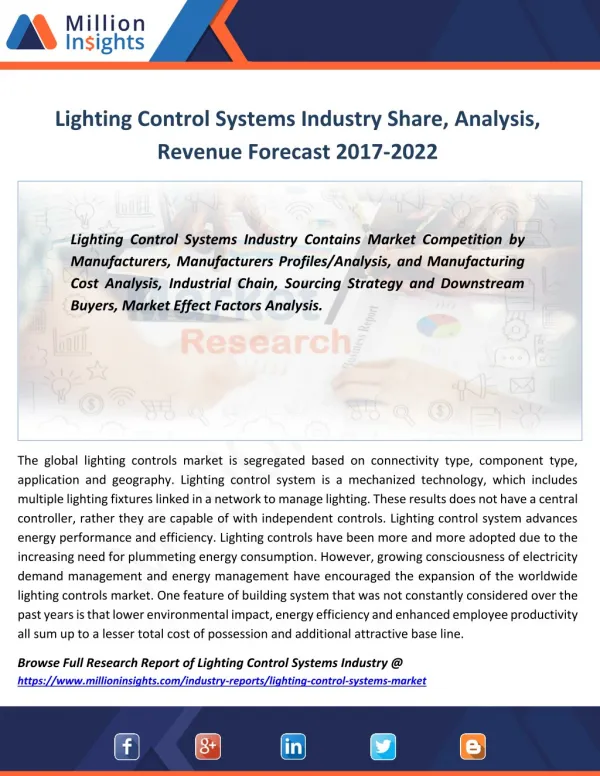 Lighting Control Systems Market Strategies, Growth rate, Future Scope to 2022