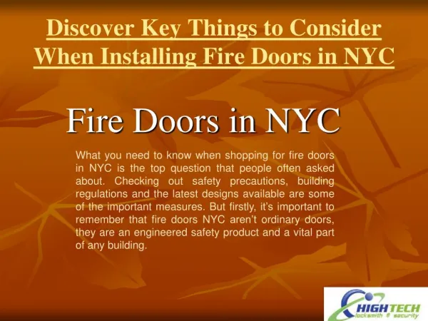 Discover Key Things to Consider When Installing Fire Doors in NYC