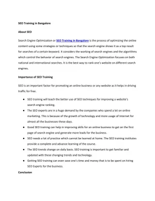 SEO training in Bangalore - slide 1