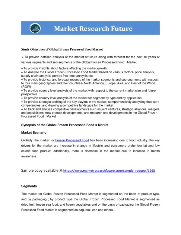 Frozen Processed Food Market Research Report