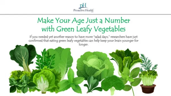 Make Your Age Just A Number With Green Leafy Vegetables