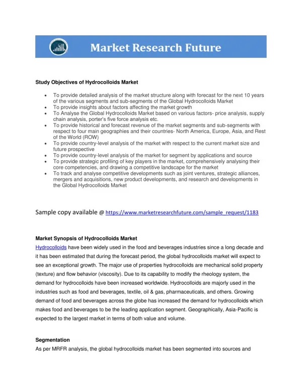 Hydrocolloids Market Research Report