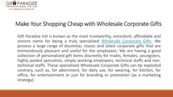 Make Your Shopping Cheap with Wholesale Corporate Gifts