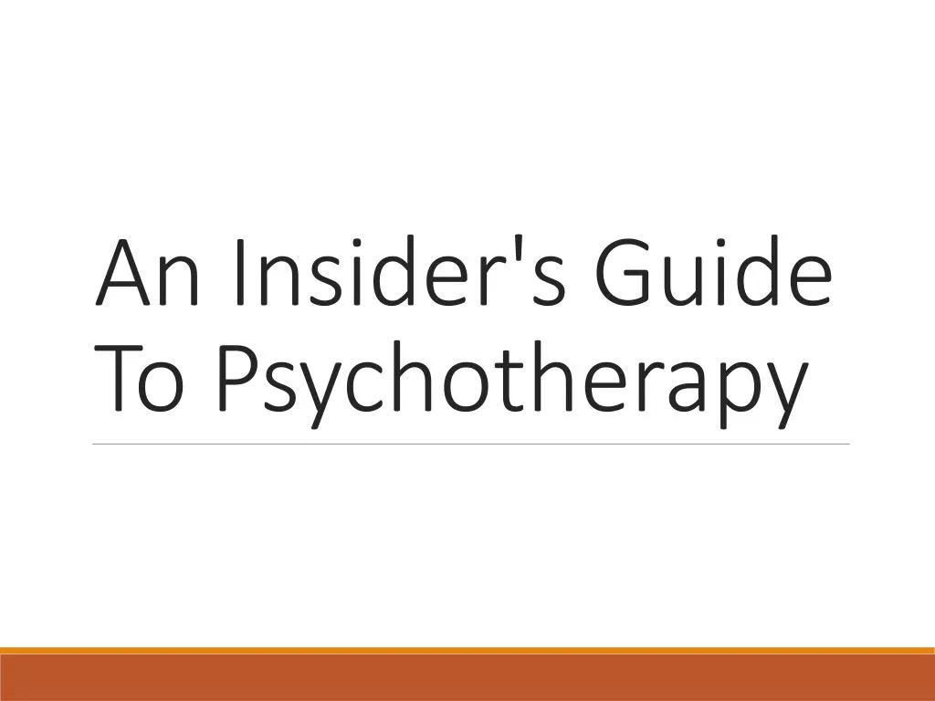 an insider s guide to psychotherapy