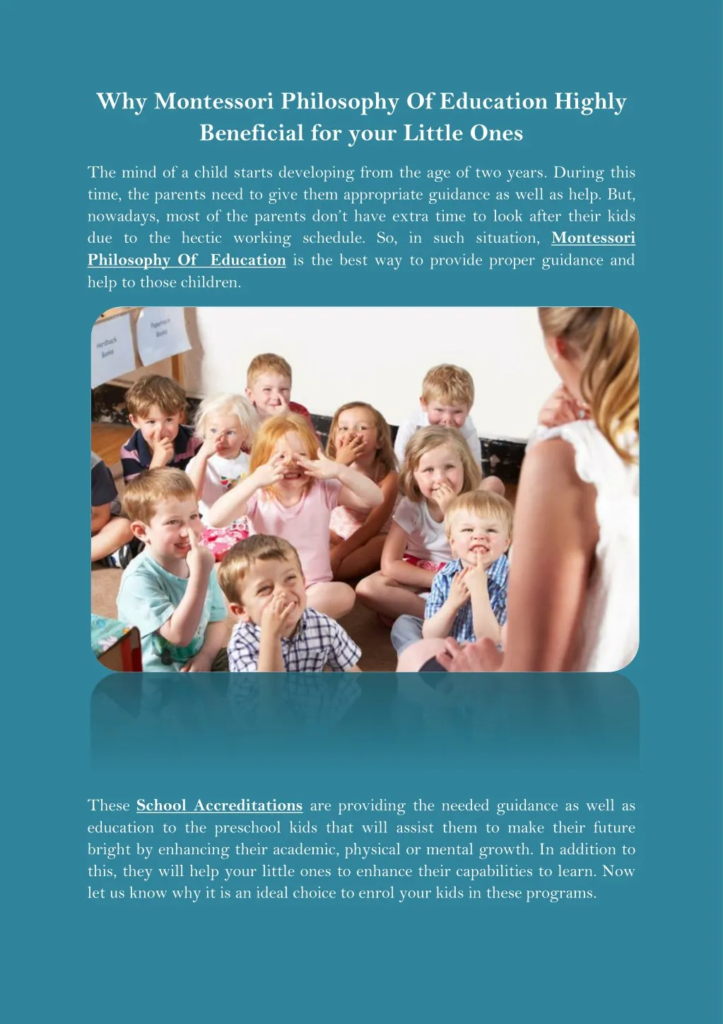 why montessori philosophy of education highly