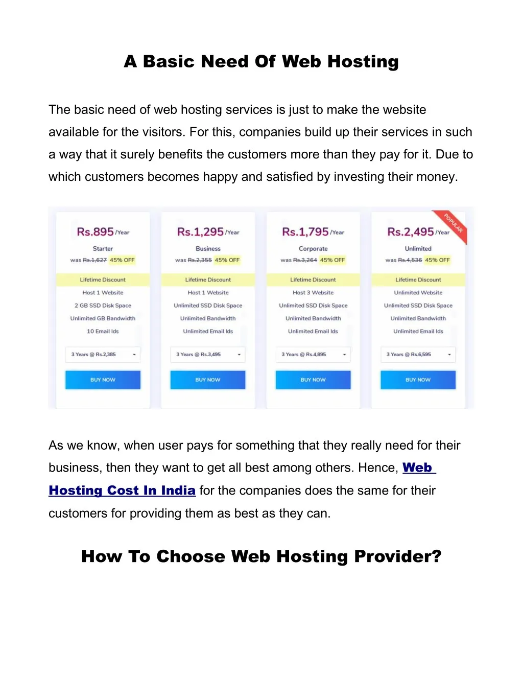 a basic need of web hosting