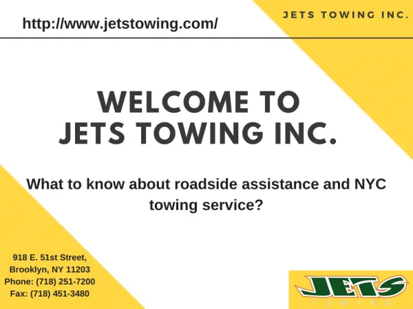 Jets Towing Roadside Assistance And Towing Service NYC