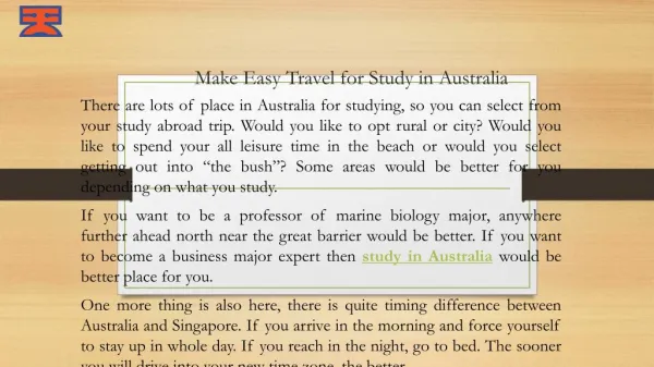 Make Easy Travel for Study in Australia