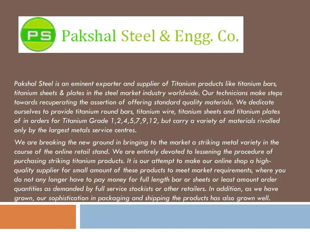 pakshal steel is an eminent exporter and supplier