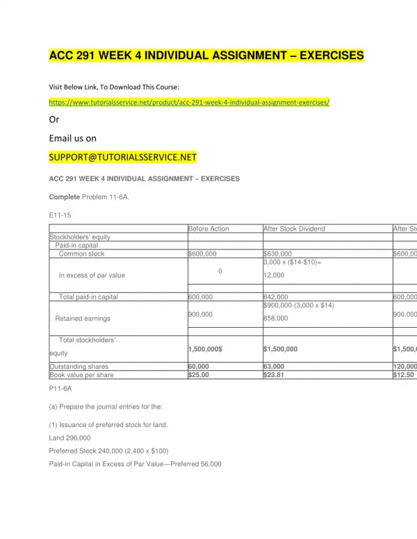acc 291 week 4 individual assignment exercises