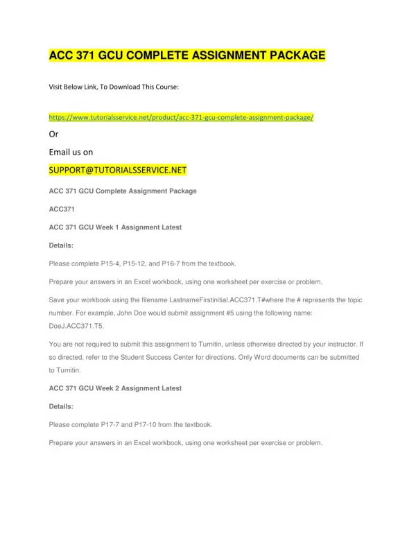 acc 371 gcu complete assignment package
