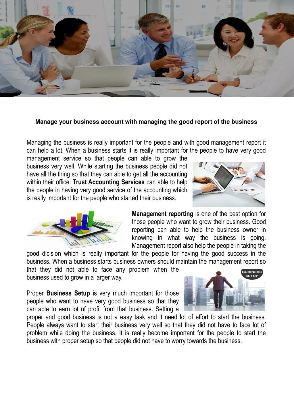 manage your business account with managing