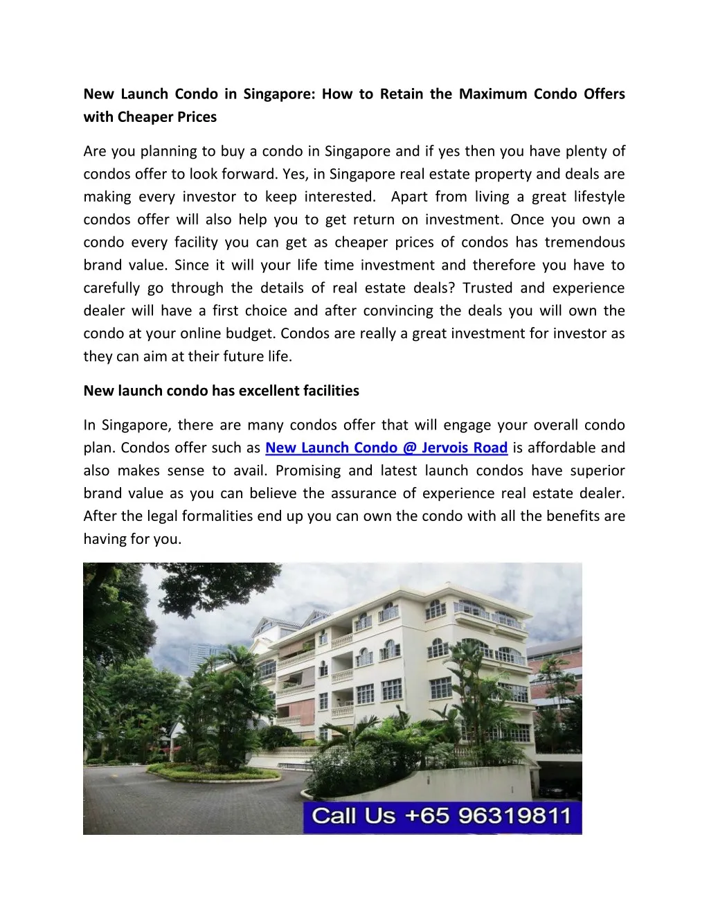 new launch condo in singapore how to retain