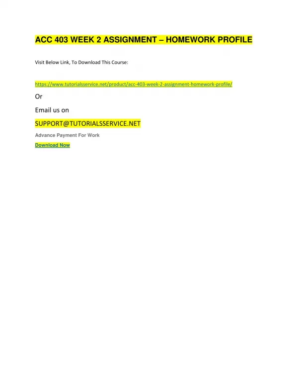 acc 403 week 2 assignment homework profile