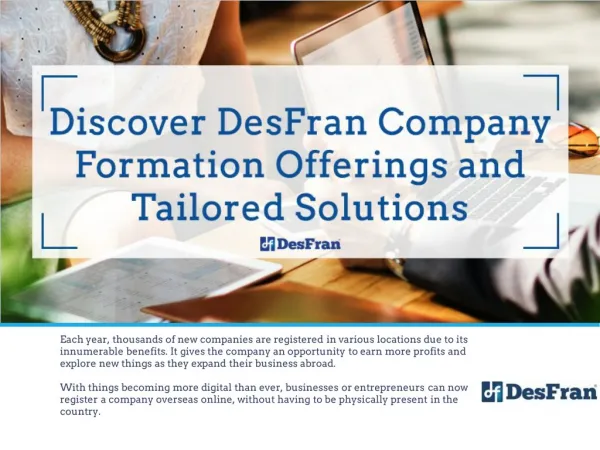 Discover DesFran Company Formation Offerings and Tailored Solutions