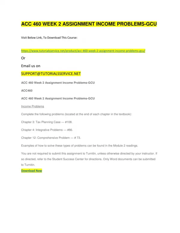 acc 460 week 2 assignment income problems gcu