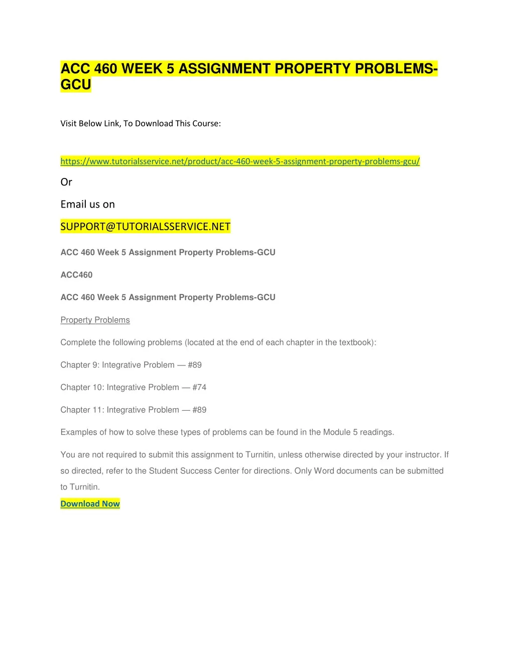 acc 460 week 5 assignment property problems gcu