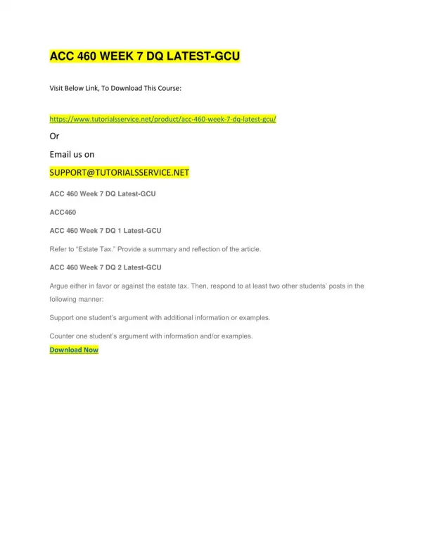 acc 460 week 7 dq latest gcu