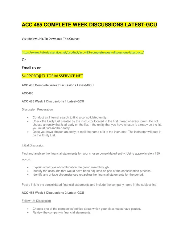 acc 485 complete week discussions latest gcu