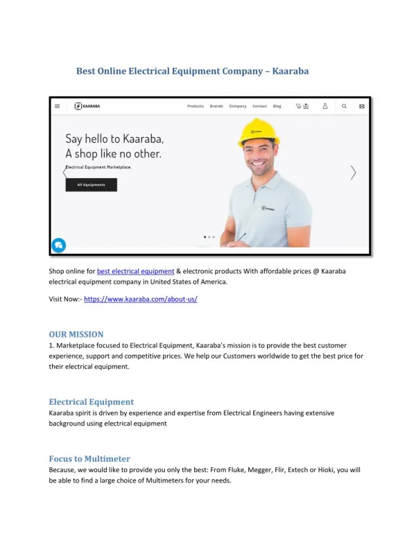 Best Online Electrical Equipment – Kaaraba