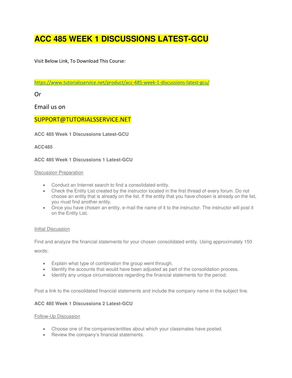 acc 485 week 1 discussions latest gcu