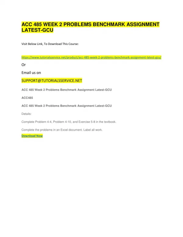 acc 485 week 2 problems benchmark assignment