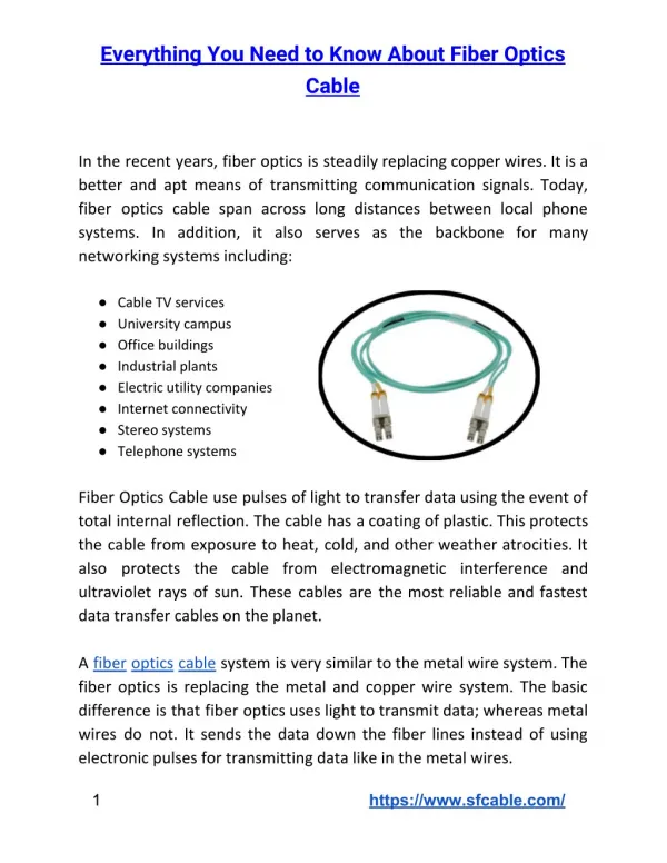 Everything You Need to Know About Fiber Optics Cable