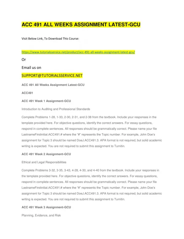 acc 491 all weeks assignment latest gcu