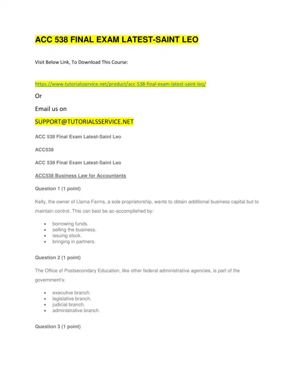 acc 538 final exam latest saint leo