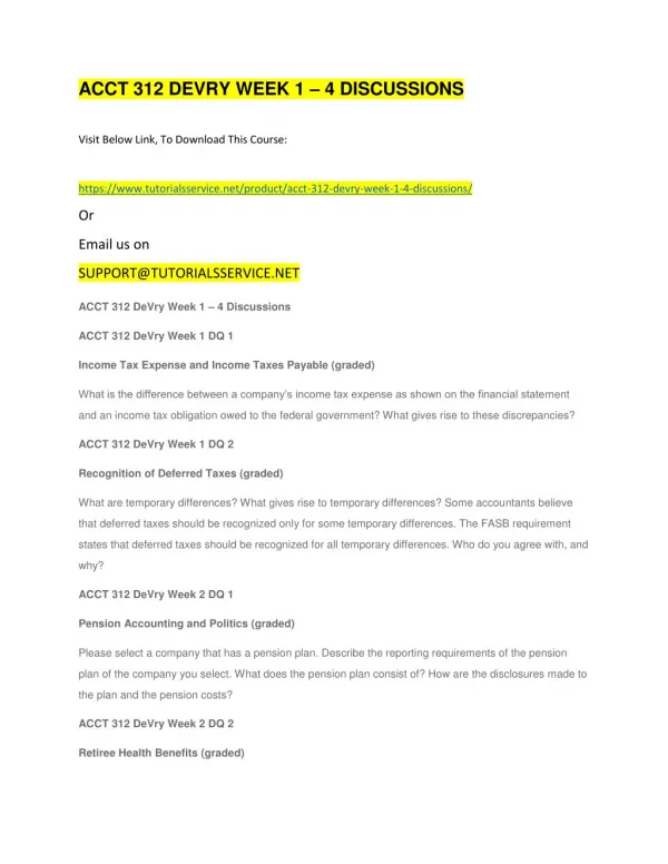 acct 312 devry week 1 4 discussions