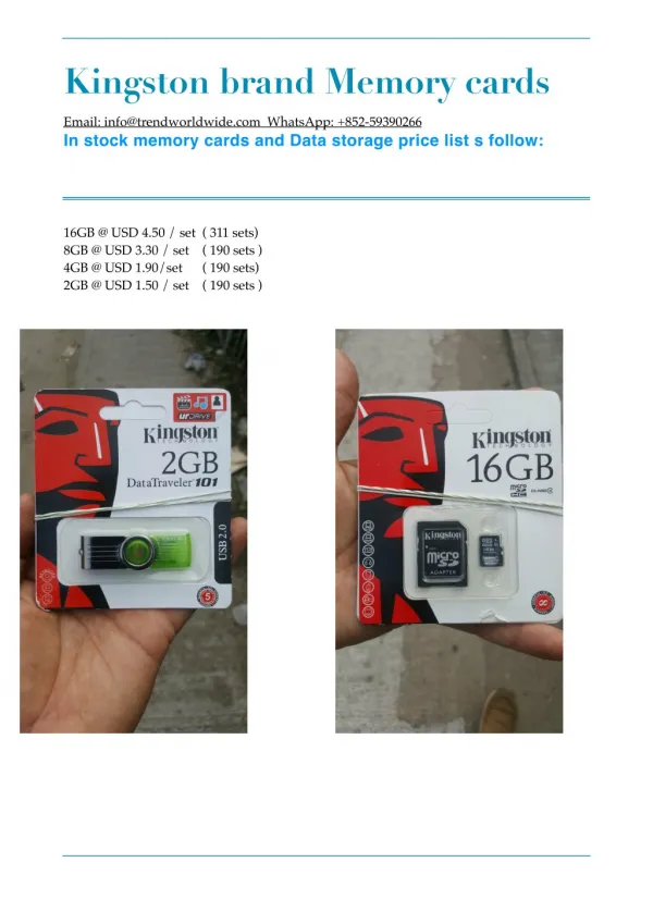 Memory card in stock for export.