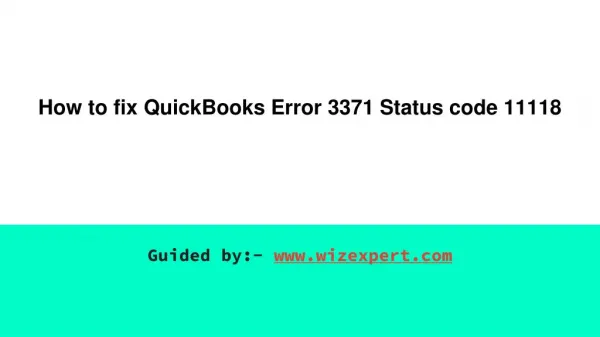 How to fix QuickBooks Error 3371 Status code 11118