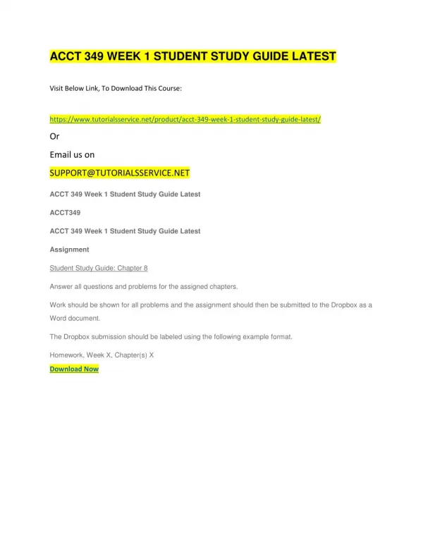 acct 349 week 1 student study guide latest