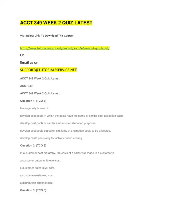 acct 349 week 2 quiz latest