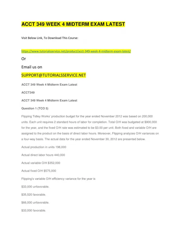 acct 349 week 4 midterm exam latest