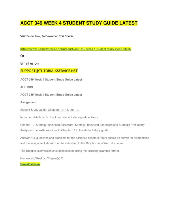acct 349 week 4 student study guide latest