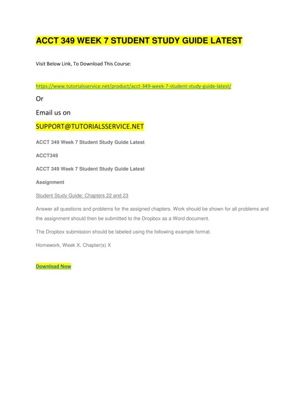 acct 349 week 7 student study guide latest