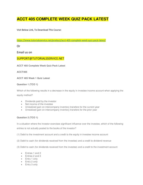 acct 405 complete week quiz pack latest