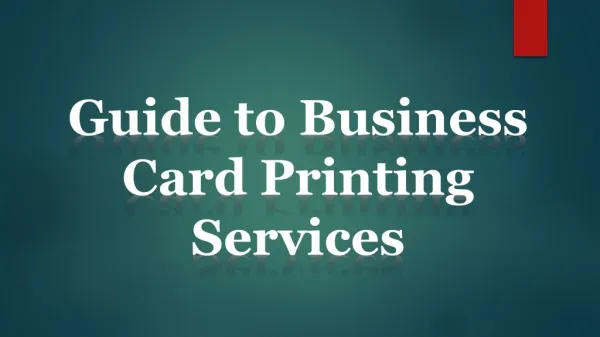 Guide to Business Card Printing Services  