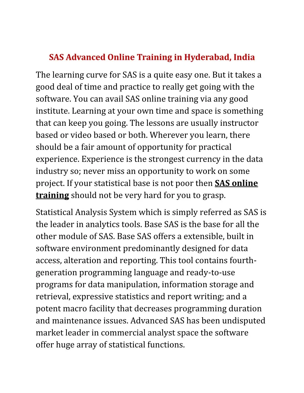 sas advanced online training in hyderabad india